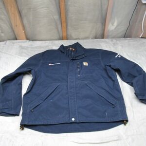 Carhartt Shoreline Jacket Mens Large Blue Loose Fit Outdoor Storm Defender LOGO